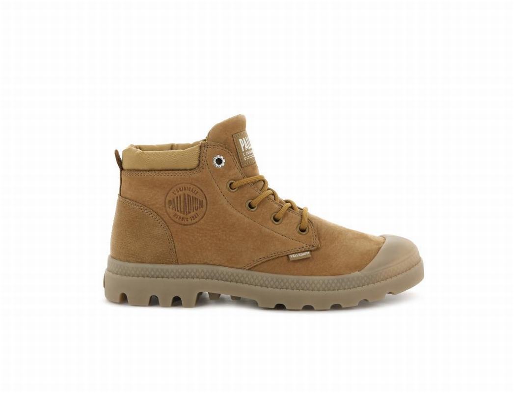 Palladium Pampa Lo Cuff Leather Womens Boots Gold Australia [LVENAB-769]